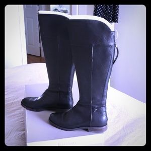 Franco Sarto black leather knee high riding boots